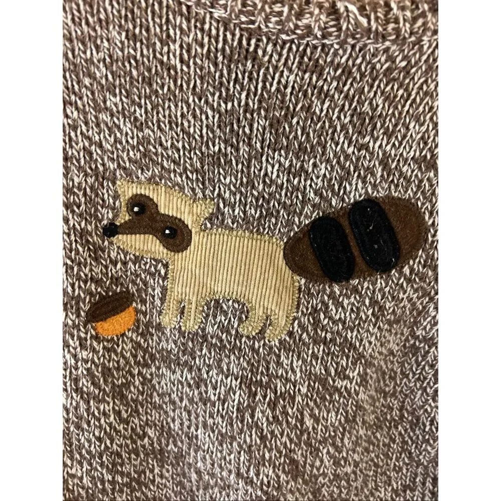 Gymboree boys sweater‎ size 18-24m brown raccoon rn#70530
